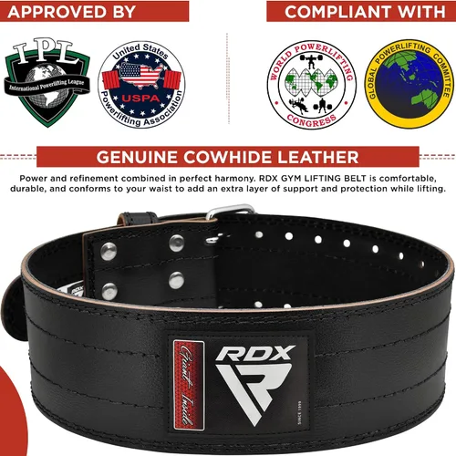 Miniatura 3 de Cinturón de Levantamiento de Peso RDX para Hombres y Mujeres, Aprobado por IPL y USPA, 6mm de Grosor 100% Cuero, Soporte Posterior de 4