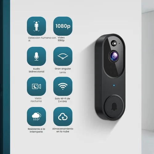 Miniatura 2 de Orbitell Cámara de timbre de video inalámbrica Wi-Fi con audio bidireccional, detección de movimiento AI, visión nocturna y almacenamiento