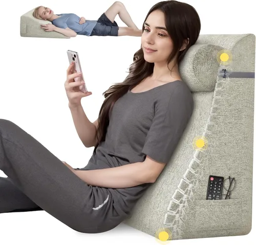 Miniatura 17 de Almohada de lectura de cuña de espuma viscoelástica para cama, almohada ergonómica para adultos con reposacabezas ajustable, almohada de cama