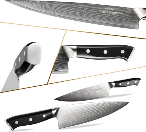 Miniatura 4 de Juego de cuchillos de cocina, juego de cuchillos de cocina de Damasco de 18 piezas con bloque, mango ergonómico de ABS para juego de cuchillos