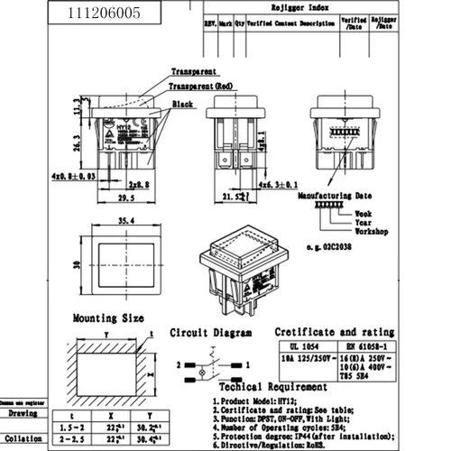 Miniatura 8 de 1 pieza KEDU HY12 Interruptor basculante ON Off Interruptores de botón pulsador con luz AC125V/250V/400V
