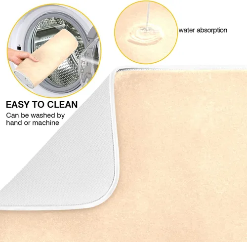 Miniatura 2 de Tapete de secado de platos pequeño color durazno XL para platos, accesorios de cocina, mostrador de microfibra, escurridor de platos, resistente al