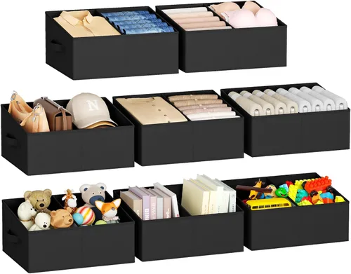 Miniatura 69 de DIMJ Contenedores de almacenamiento trapezoidales para ropa, 4 paquetes organizadores de armario y cestas de almacenamiento, cestas plegables
