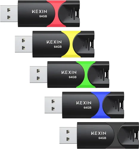 Miniatura 11 de KEXIN Unidad flash de 128 GB, paquete de 5 unidades USB 2.0 USB 2.0, memoria USB, color negro