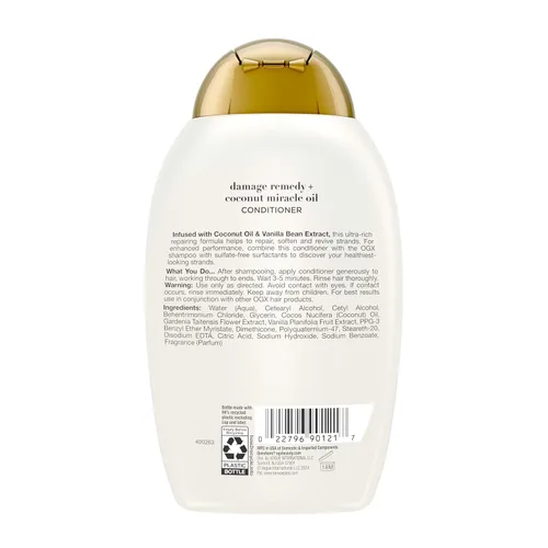 Miniatura 9 de OGX Remedio para los daños extra fuerte + Acondicionador de aceite milagroso de coco, 13 onzas