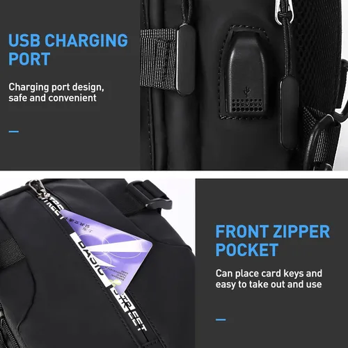 Miniatura 4 de Mochila cruzada pequeña negra para hombre y mujer, H-Negro, S, Moda