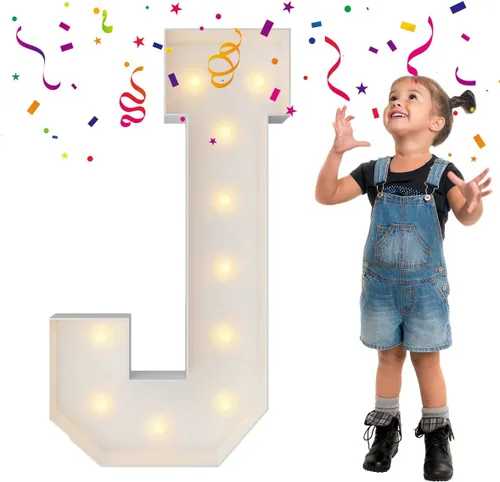 Miniatura 45 de Letras iluminadas con marco de 3 pies de alto, letras enormes con marco, marco de globos en mosaico, letra grande para decoraciones de compromiso