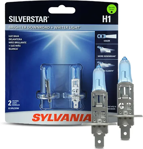 Foco halógeno faro de alto rendimiento Sylvania 9003 (también encaja en H4) SilverStar (paquete de 2), H1