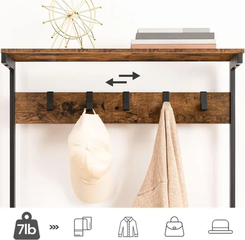 Miniatura 4 de HOOBRO Árbol de pasillo con banco, perchero con almacenamiento de zapatos, zapatero y perchero, almacenamiento de zapatos de entrada de 5 niveles, 5