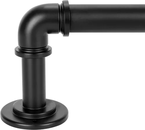 OLV Barras de cortina industriales negras para ventanas de 48 a 84 pulgadas (4 a 7 pies), 1 pulgada de diámetro, barras para cortinas opacas Negro