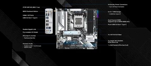 Miniatura 4 de ASRock A620M PRO RS WiFi soporta procesadores AMD Socket AM5 Ryzen 7000 Series