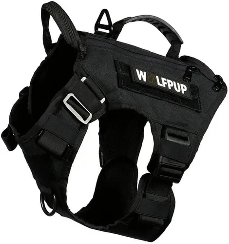 Arnés táctico para perro (negro alfa, mediano)
