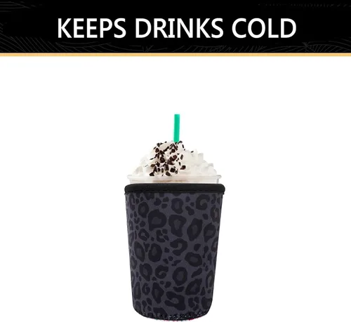 Miniatura 5 de YR Funda aislante de neopreno reutilizable para tazas de café helado, paquete de 3 fundas para bebidas heladas y calientes, enfriador de bebidas