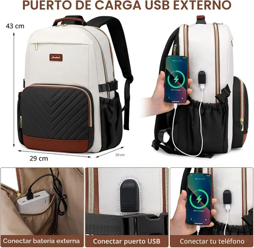Miniatura 5 de Mochila para Laptop para Mujeres Mochila de Libros: Mochilas de Trabajo y Escuela de 15.6 pulgadas con Bolsillo con Compartimento para Taza de Gran