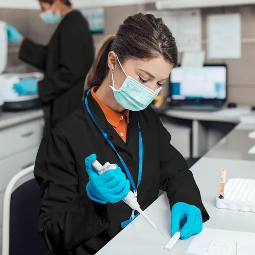 Miniatura 6 de NY Threads Abrigo de laboratorio profesional para mujer, abrigo médico de manga larga de algodón polivinílico
