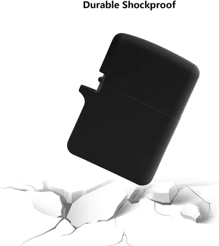 Miniatura 2 de Funda de silicona para encendedor Zippo clásico, funda protectora antipérdida, funda de goma para la piel, accesorios con mosquetón de metal, Negro