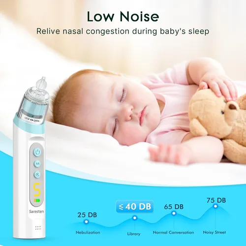 Miniatura 11 de Aspirador nasal para bebé, aspirador nasal recargable para bebé, aspirador nasal para bebé con 3 puntas de silicona, succión ajustable, aspirador