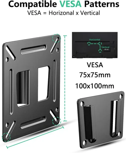 Miniatura 5 de Paquete de 2 soportes de pared para monitor de TV RV para pantallas planas LED LCD de 14 a 27 pulgadas, montaje VESA pequeño para computadora