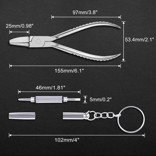 Miniatura 6 de Alicates de nailon con punta redonda y plana para lentes de 6 pulgadas, alicates de ajuste, herramienta de reparación de gafas, herramientas