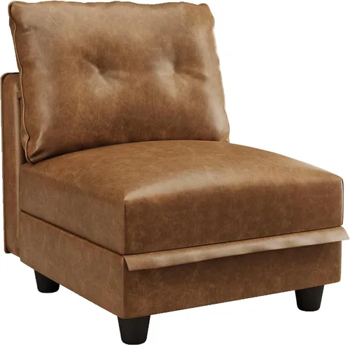 Miniatura 9 de LLappuil Sofá modular seccional asiento de almacenamiento de módulo medio para silla personalizable sin brazos, cuero sintético marrón moderno