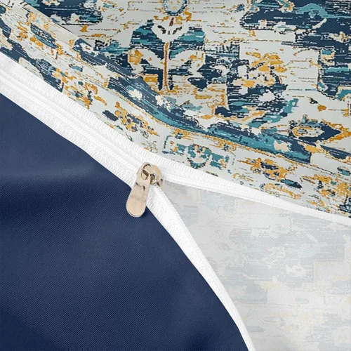Miniatura 6 de Erosebridal Juego de ropa de cama bohemio individual, funda de edredón de mandala azul verde azulado para hombres y mujeres, funda de edredón retro