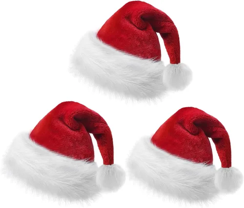 Miniatura 12 de Christmas Hat, Santa Hat for Adults/Kids/Baby Red Velvet Double Extra Thicken Unisex Xmas Hats for New Year Holiday Party
