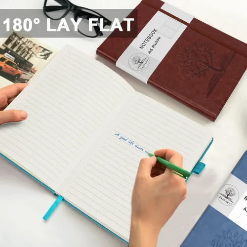 Miniatura 5 de Daofary Cuaderno A5 con rayas de cuero, 160 páginas, diario de 100gsm de papel grueso, tapa dura, con bolsillo, para trabajo, hombres y mujeres, 8.4