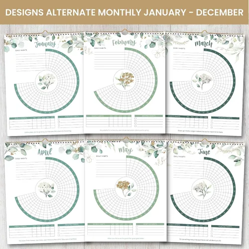 Miniatura 5 de bloom daily planners Calendario de seguimiento de hábitos colgantes – Rastreador de hábitos inspirador de 12 meses sin fecha para objetivos diarios