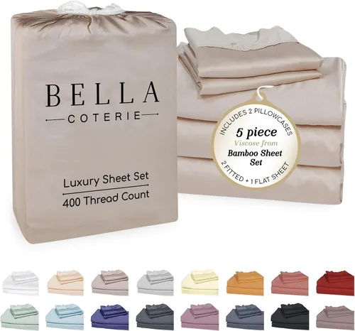 Miniatura 73 de Bella Coterie - Juego de sábanas de lujo de viscosa de bambú para cama tamaño split king 2 sábanas ajustadas para camas Sleep Number y camas 06