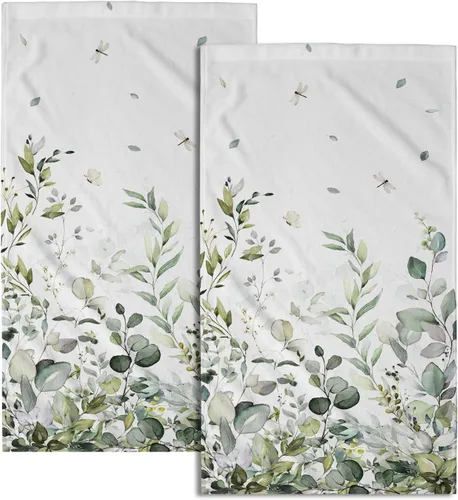 Miniatura 49 de Juego de 2 toallas de mano para el 4 de julio, 14 x 28 pulgadas, diseño patriótico de hojas florales rojas y azules, absorbentes y suaves
