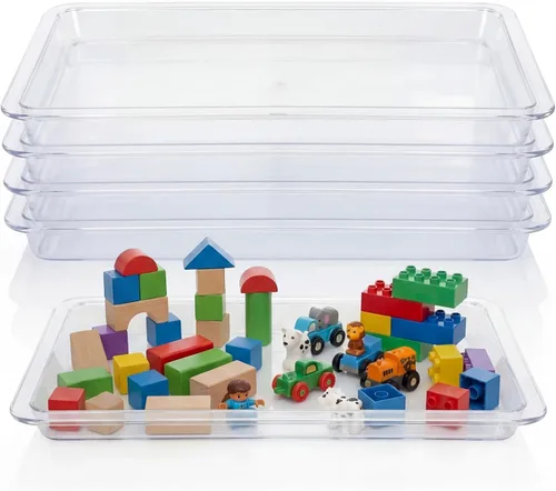 Remerry 4 bandejas de arte de plástico apilables para manualidades, bandeja de arena para el aula, organizador de pintura sensorial para niños,