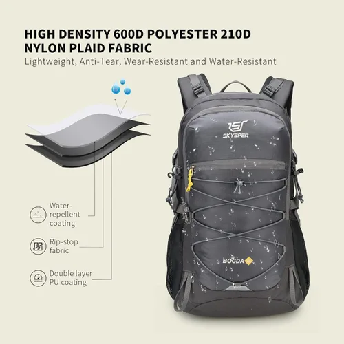 Miniatura 2 de SKYSPER Mochila de senderismo para hombres y mujeres, mochila de viaje de 35 litros, impermeable, mochila de campamento ligera para exteriores gris