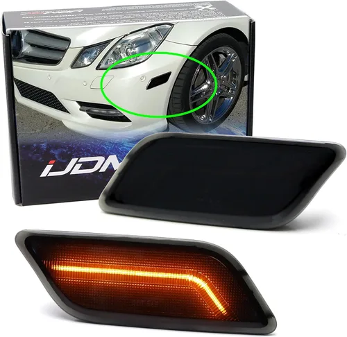 Miniatura 12 de iJDMTOY Luces de marcador lateral delanteras de tira completa LED blancas con lente semitransparente Compatible con Mercedes W207 E-Class 2-puertas
