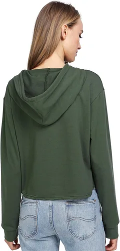 Miniatura 5 de MakeMeChic - Sudadera de manga larga casual con capucha y de longitud corta para mujer