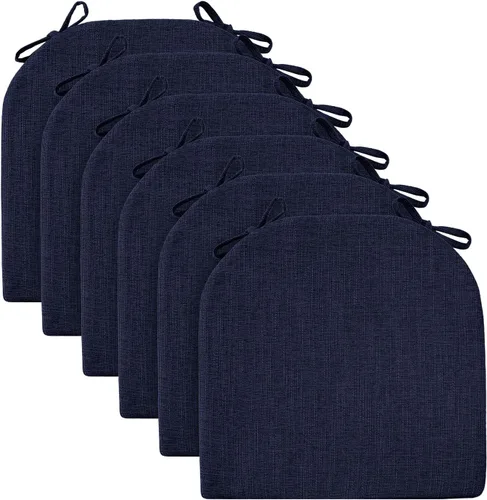 Miniatura 2 de Wellsin Cojines para sillas de comedor, 4 unidades, cojines para sillas de cocina con lazos y respaldo antideslizante, almohadillas para sillas
