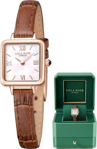 Lola Rose Reloj delicado para mujer esfera de madreperla, correa de cuero auténtico, envuelto en una elegante caja de regalo, regalo vintage para