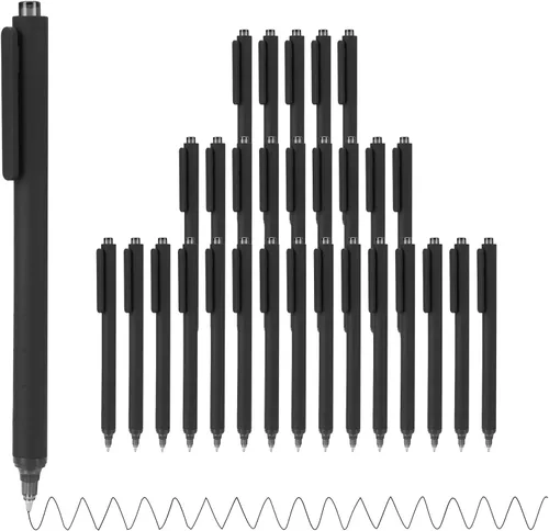 WY WENYUAN Bolígrafos a granel, paquete de 30 bolígrafos negros de bola (punta media de 1.0 mm) - Bolígrafos de escritura suave sin manchas tipo