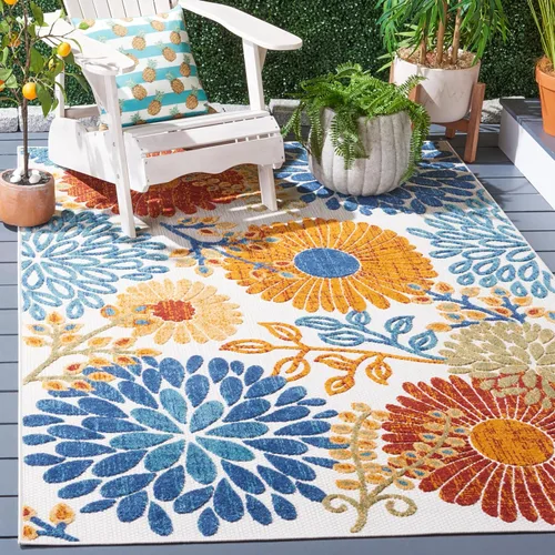 Miniatura 18 de SAFAVIEH Alfombra Lavable para Exteriores Colección Cabana - Pasillo de 2' x 10', Crema y Rojo, No Desprende Pelusa y Fácil de Limpiar, Ideal