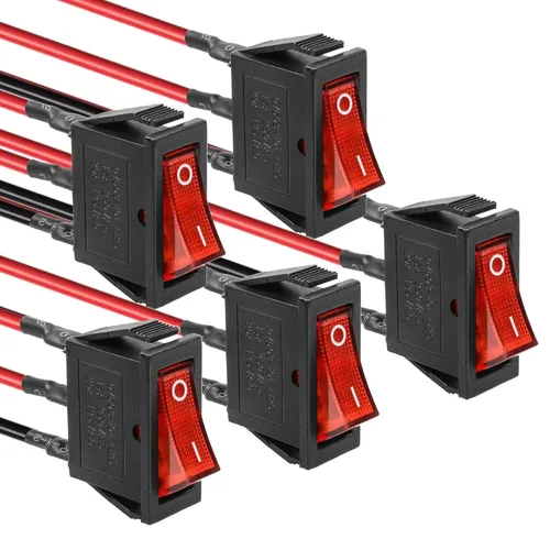Miniatura 7 de KCD3 SPST de encendido/apagado de 3 pines, 2 posiciones, interruptor basculante instantáneo DC 12V-24V 30A con LED verde para barco - Paquete de 5