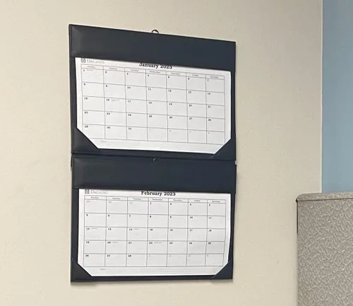 Dacasso Black Leather Double Wall Calendar with 2026 Insert - Luxury Leather Double Wall Calendar with 2026 Insert - Executive Office Organization &