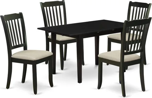 Miniatura 19 de East West Furniture NODA3-BLK-C - Juego de muebles de comedor de 3 piezas contiene una mesa rectangular de madera con hoja de mariposa y 2 sillas
