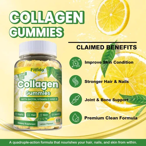 Miniatura 3 de Gomitas de colágeno de 1500 mg – Péptidos de colágeno múltiple tipo I, II, III, V y X con biotina 2500 mcg y vitamina C para piel, cabello y uñas