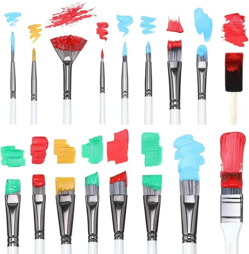 Miniatura 4 de Transon Kit de 20 pinceles de pintura artística con estuche de almacenamiento, 16 pinceles + espátula de esponja para aceite acrílico, acuarela