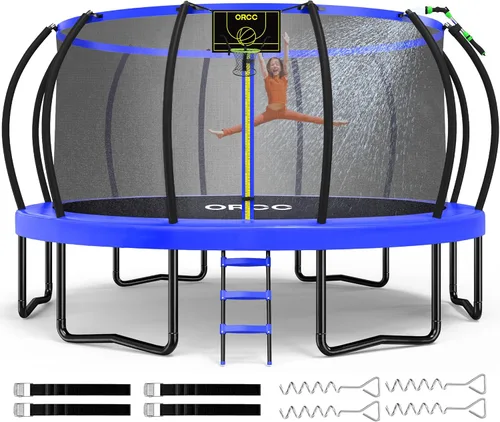 Miniatura 13 de ORCC Trampolín para niños, capacidad de peso de 1200 libras, trampolín al aire libre 16, 15, 14, 12, 10, 8 pies, trampolines para niños y adultos