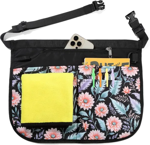 Miniatura 10 de Delantal de servidor impermeable para mujeres con 5 bolsillos, se pone y se quita rápidamente, delantales de camarera, delantal de trabajo