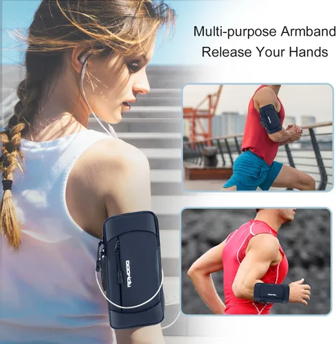 Miniatura 6 de Soporte para teléfono para correr, soporte para teléfono para iPhone 13, 14, 15, 16 Pro Max, Samsung, brazalete elástico ajustable para teléfono, 2