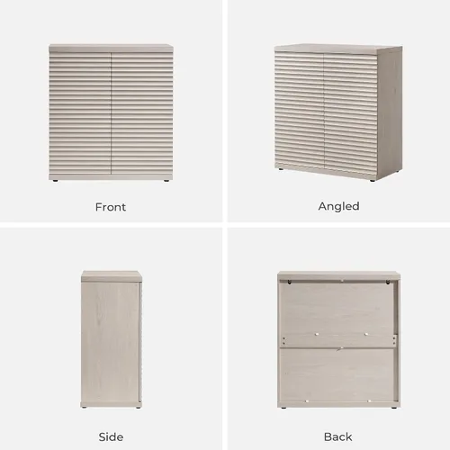 Miniatura 9 de SICOTAS Gabinete Buffet con Almacenamiento Aparador de Acento Credenza Moderna con Puertas y Estantes Consola de Medios Acanalada Mesa de Bar