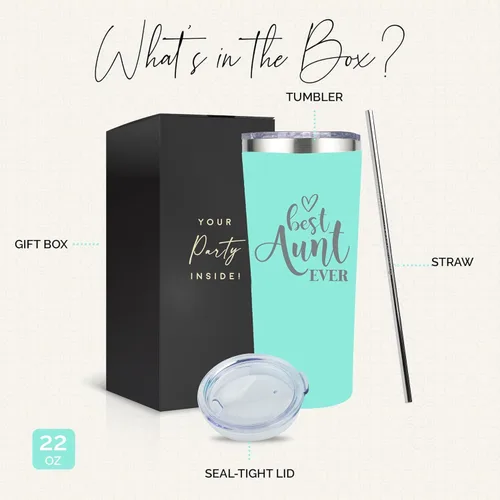 Miniatura 2 de Your Dream Party Shop Regalos para la mejor tía – Vaso grabado de 22 onzas – Gran regalo para tía nueva, regalo de cumpleaños para tía para mujeres