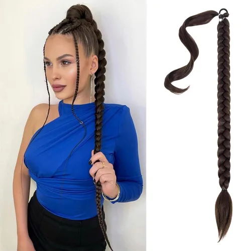 Miniatura 7 de Mebeli Extensiones de cola de caballo trenzadas, extensiones trenzadas, extensiones de cola de caballo largas trenzadas, extensiones de cola de #2