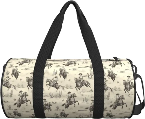 Miniatura 7 de Large Duffle Bag for Travel - Retro Western Cowboy A Print Gym Bag for Women Men, Travel Foldable Bags for Women Men with Zippered Multiple Pockets